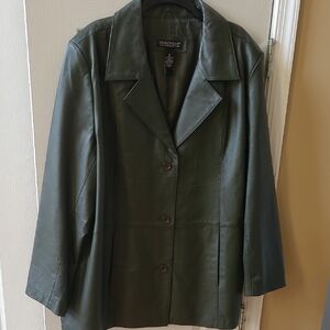 Dialogue NWOT Green Leather Jacket Size 2X